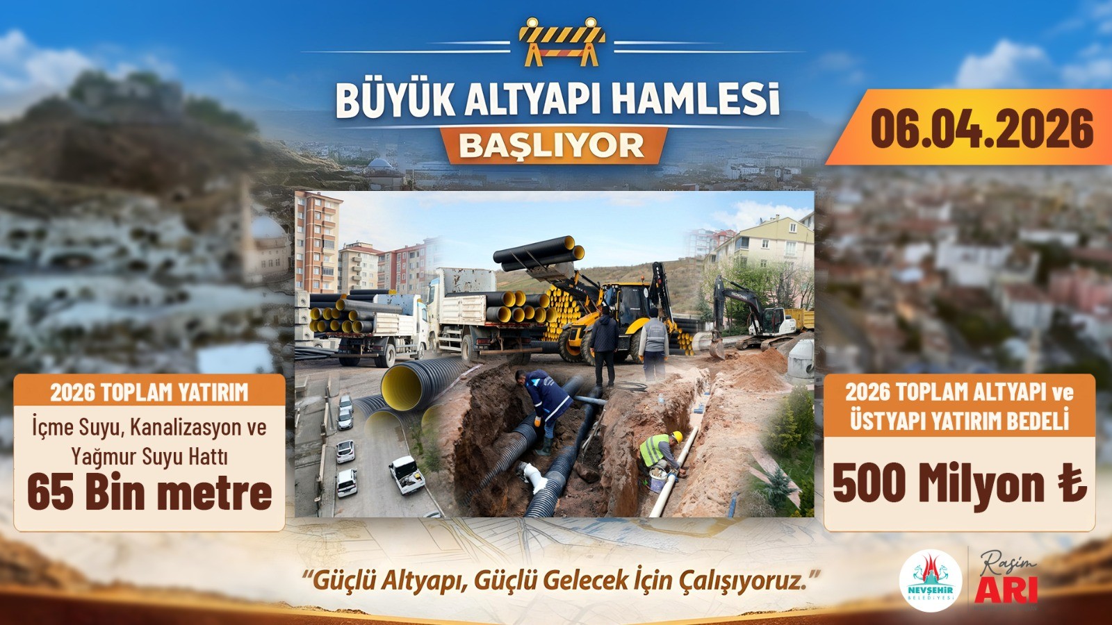Nevşehir Belediyesi’nden Altyapı ve Üstyapıya 500 Milyonluk Dev Yatırım