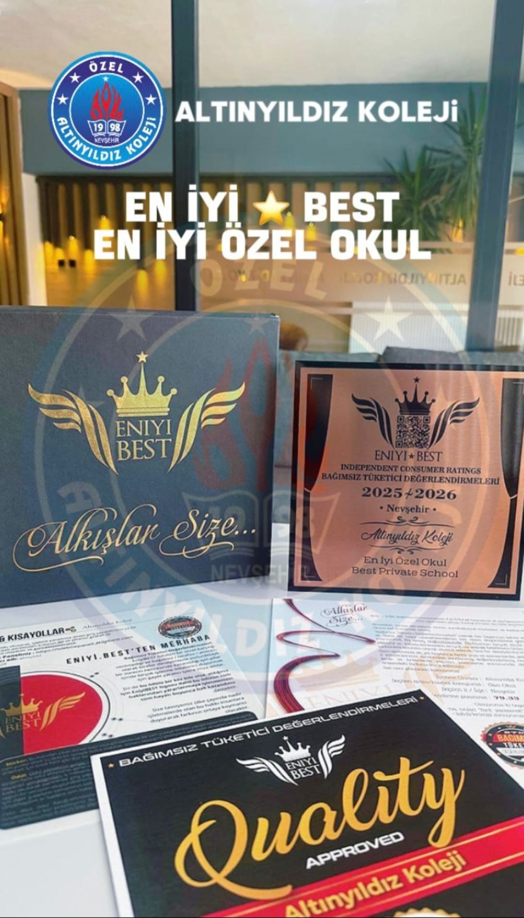 NEVŞEHİR’İN EĞİTİMDEKİ DEĞİŞMEZ ZİRVESİ ALTINYILDIZ EĞİTİM KURUMLARI  ÜST ÜSTE 6. DEFA NEVŞEHİR’İN EN İYİ ÖZEL OKULU SEÇİLDİ