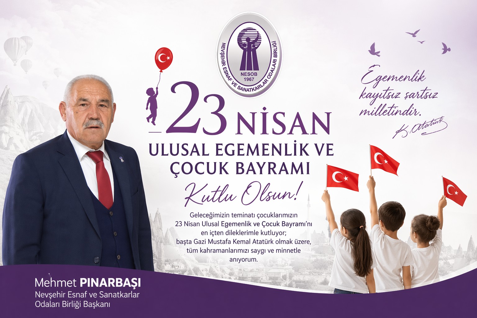 Pınarbaşı "Bu Yıl 23 Nisan Ulusal Egemenlik ve Çocuk Bayramı’nı Buruk Bir Sevinçle Kutluyoruz"