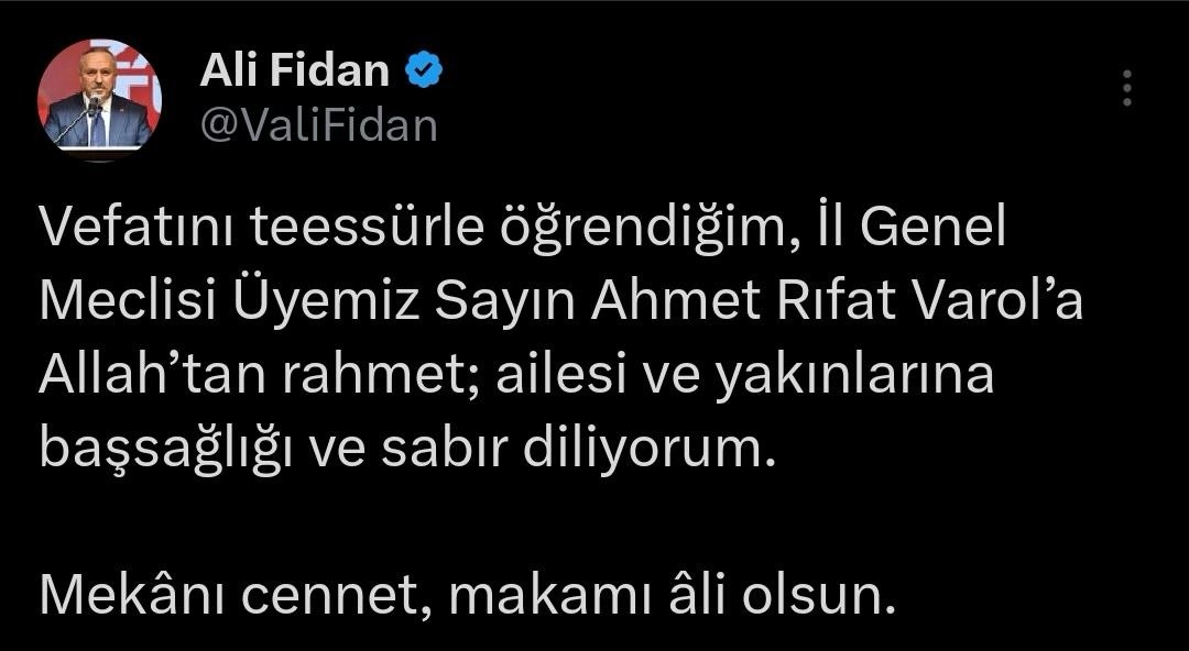 VAROL İÇİN TAZİYE MESAJLARI PEŞPEŞE GELDİ