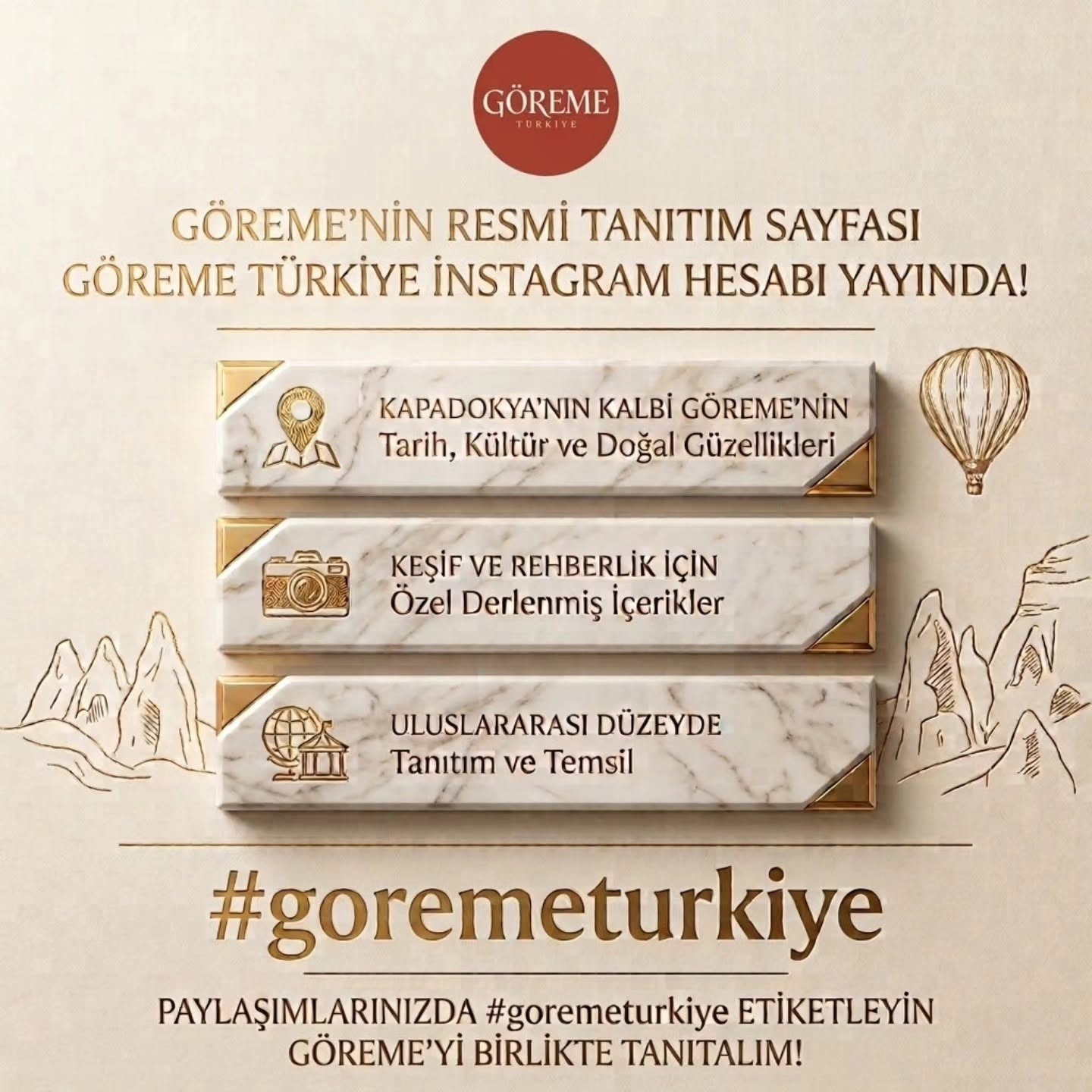 Göreme Belediyesi,  Resmi goremeturkiye Instagram Sayfasını Açtı