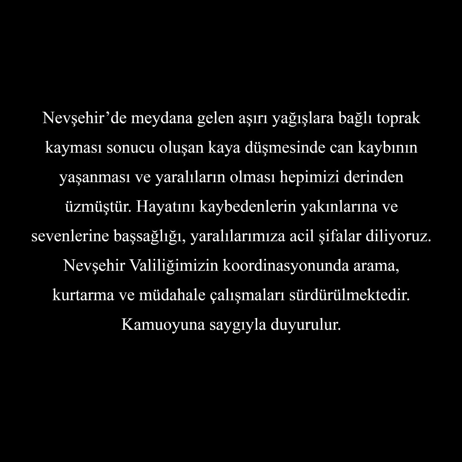 KAPADOKYA ALAN BAŞKANLIĞINDAN  AÇIKLAMA