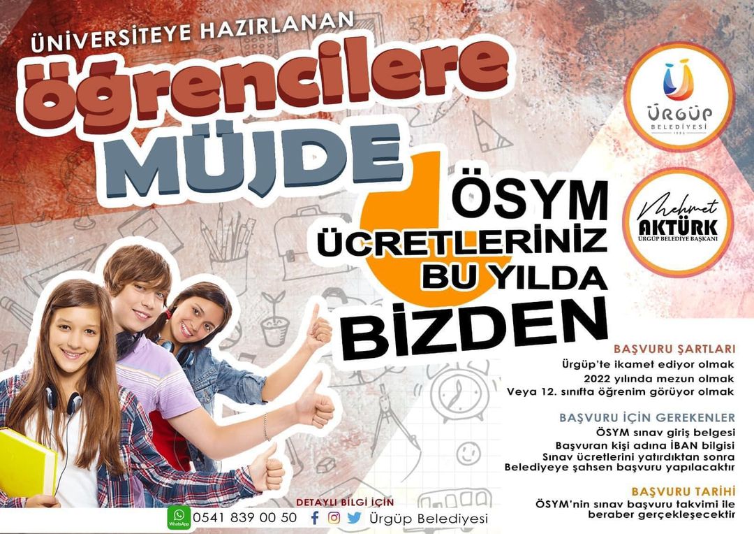 GENÇLERİN ÜNİVERSİTE GİRİŞ SINAV ÜCRETLERİ ÜRGÜP BELEDİYESİ’NDEN