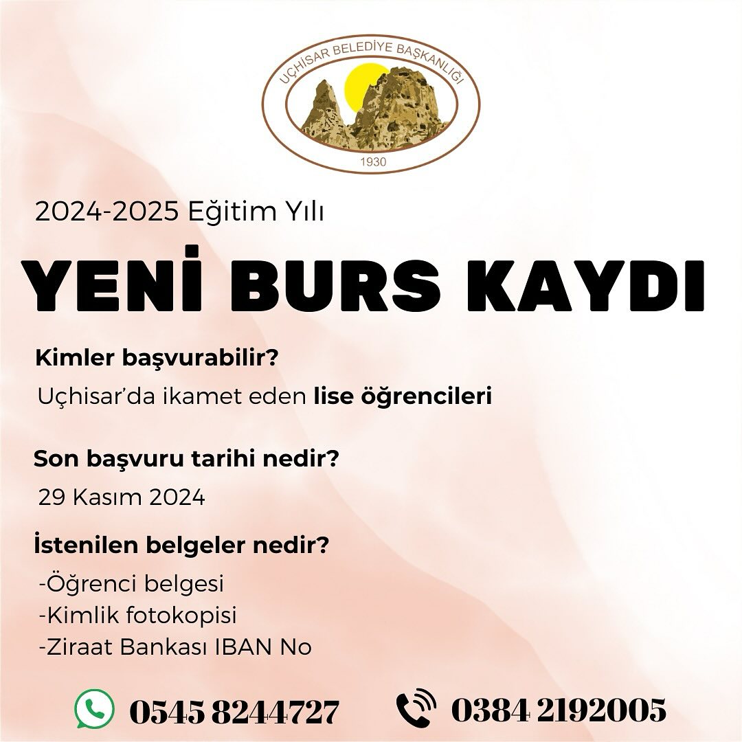 UÇHİSAR BELEDİYESİ’NDEN LİSE ÖĞRENCİLERİNE BURS İMKANI