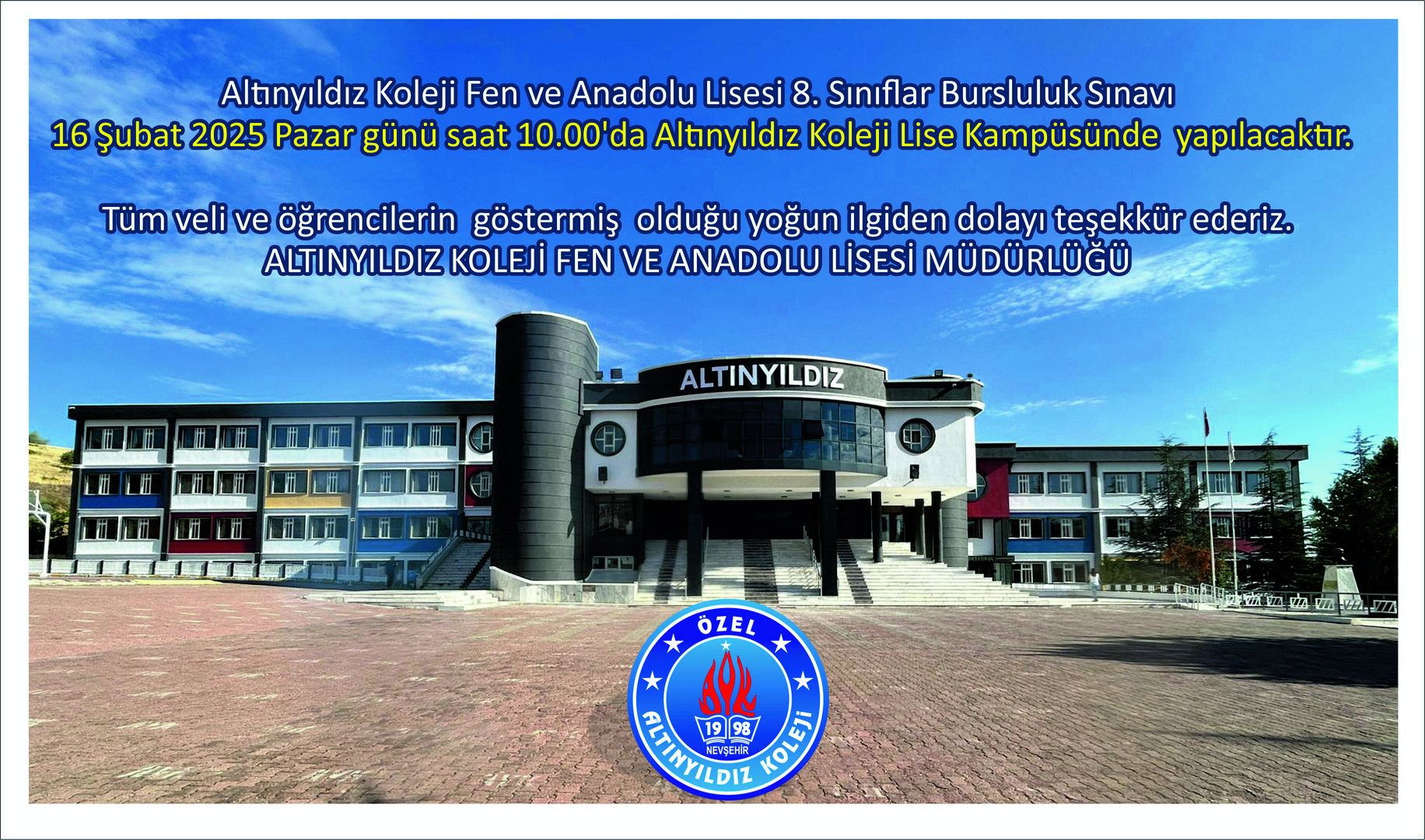 ALTINYILDIZ KOLEJİ FEN VE ANADOLU LİSESİ 8.  SINIF BURSLULUK SINAVI   