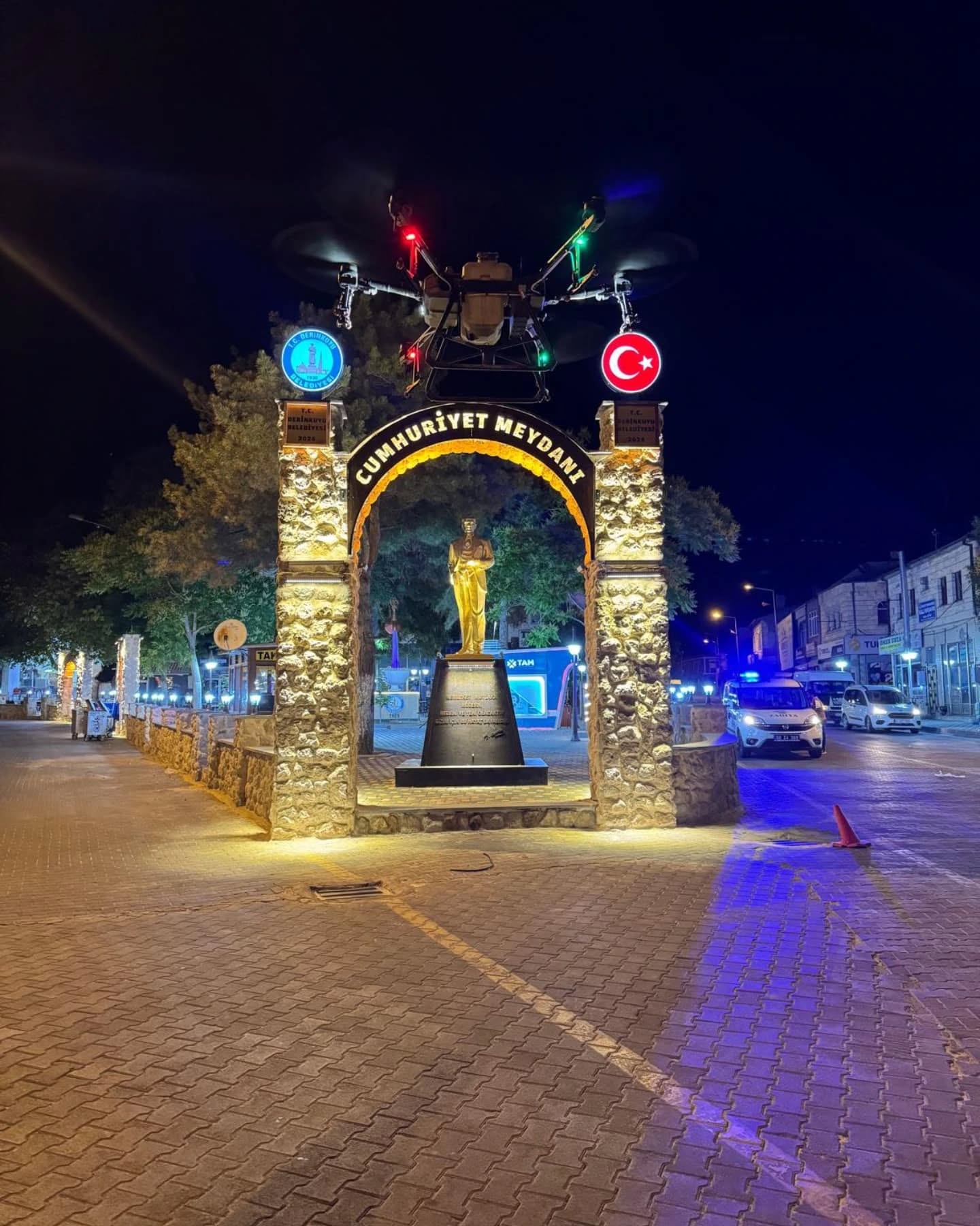 DERİNKUYU İLÇESİNDE DRONLA İLAÇLAMA YAPILDI