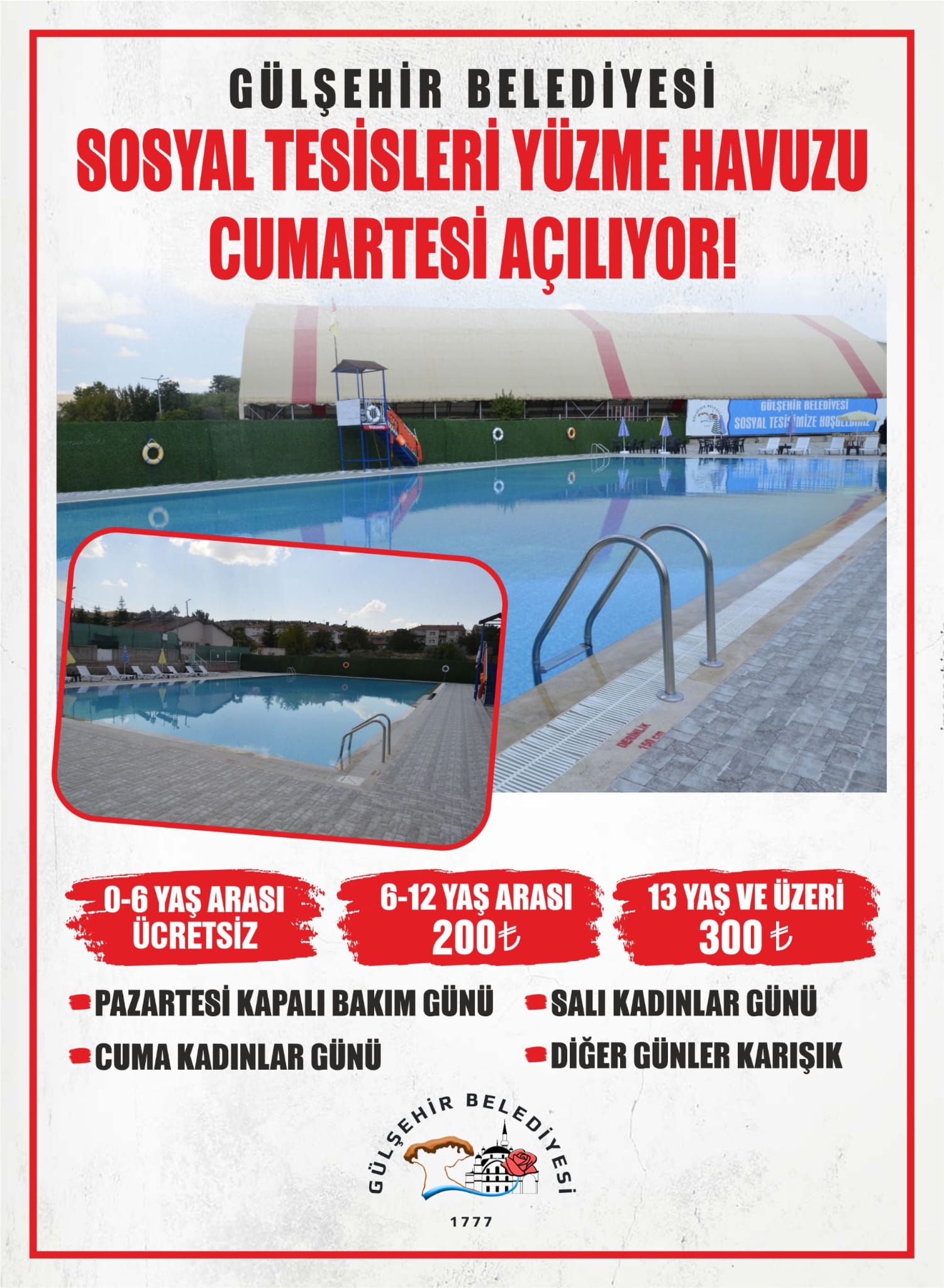 Gülşehir Belediyesi Sosyal Tesisleri Yüzme Havuzu Cumartesi Açılıyor