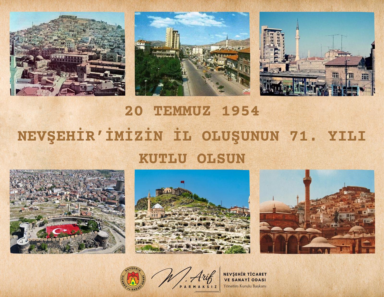 Nevşehir TSO Başkanı M. Arif Parmaksız’dan 71. Yıl Mesajı