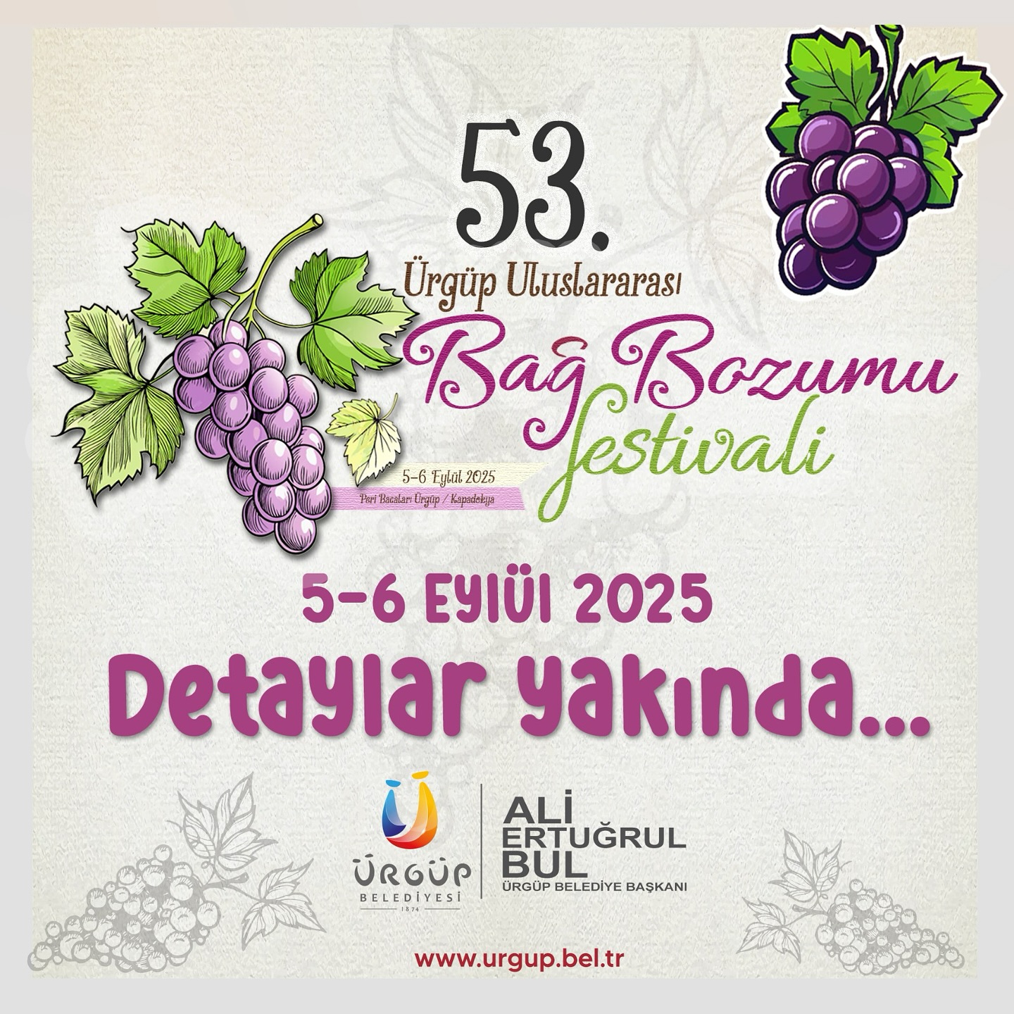 53. ÜRGÜP ULUSLARARASI BAĞ BOZUMU FESTİVALİ 5-6 EYLÜL’DE GERÇEKLEŞTİRİLECEK