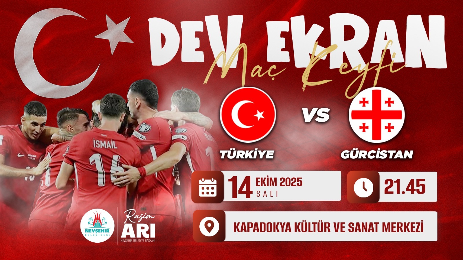 Türkiye – Gürcistan Milli Maçı Dev Ekranda Nevşehir’de