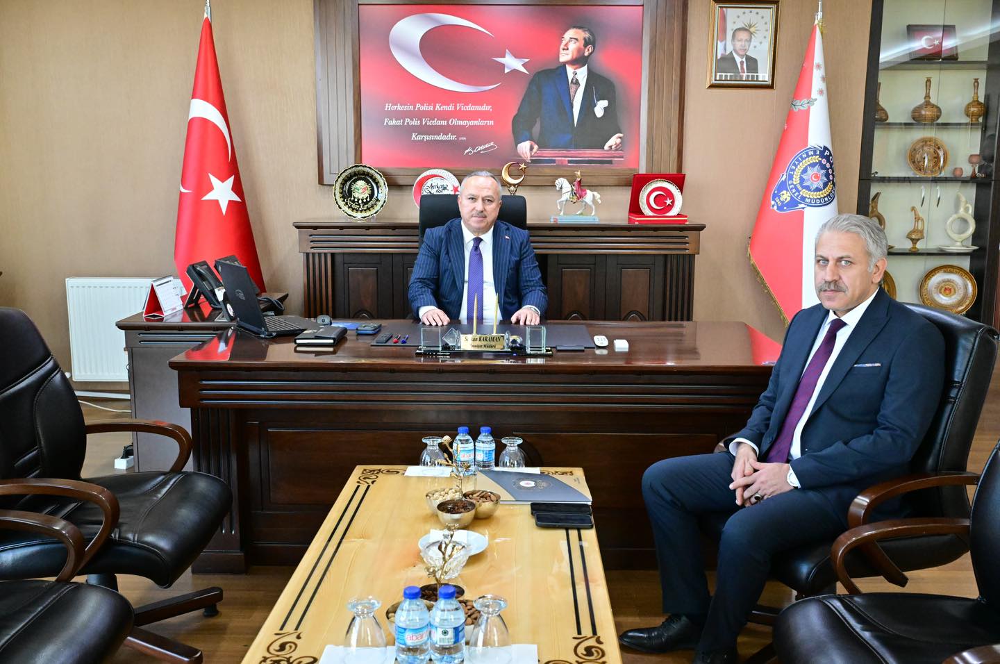 Vali Ali Fidan, Emniyet Müdürü Karaman’a Hayırlı Olsun Ziyaretinde Bulundu