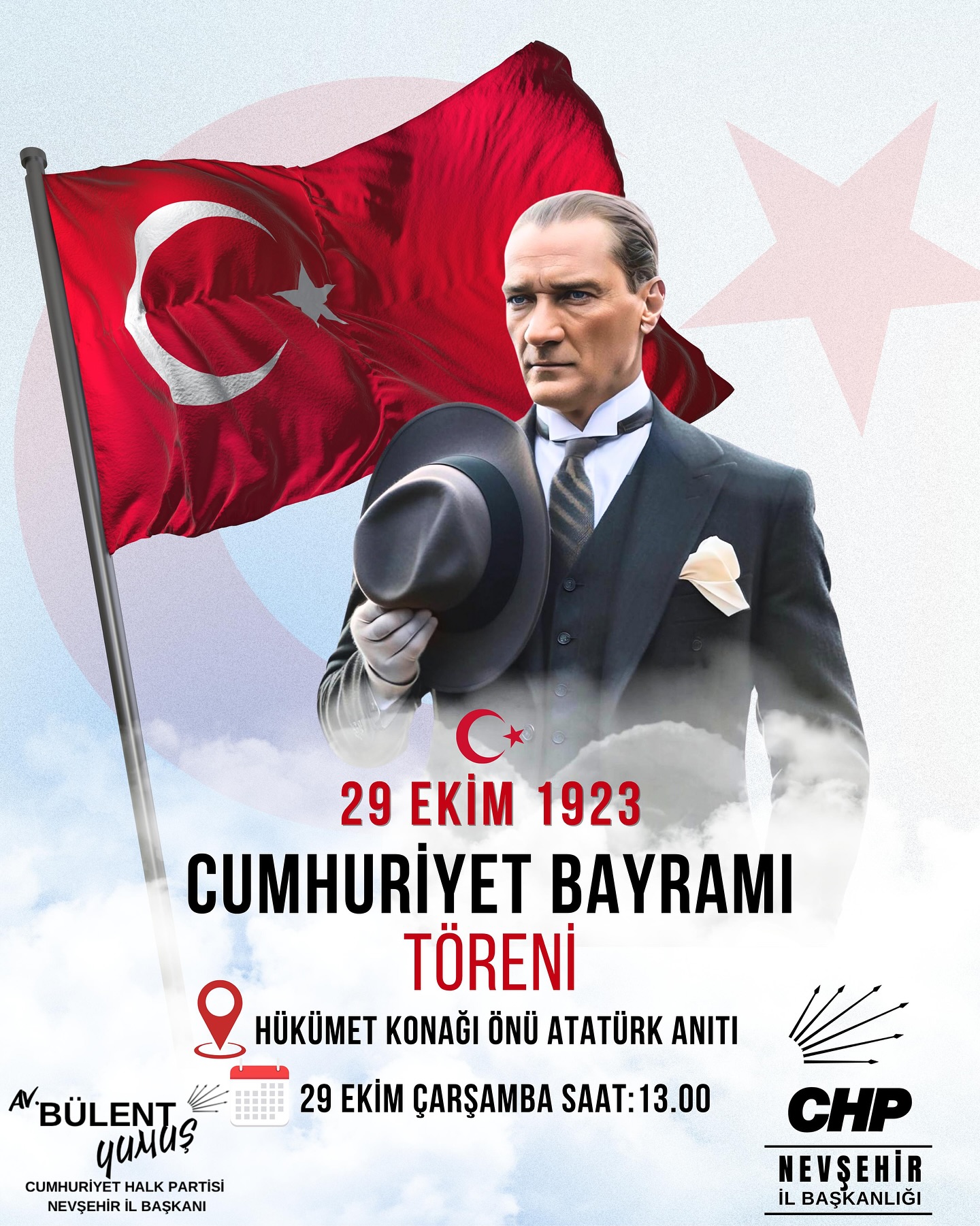 CHP İL BAŞKANI YUMUŞ’DAN 29 EKİM CUMHURİYET BAYRAMI MESAJI