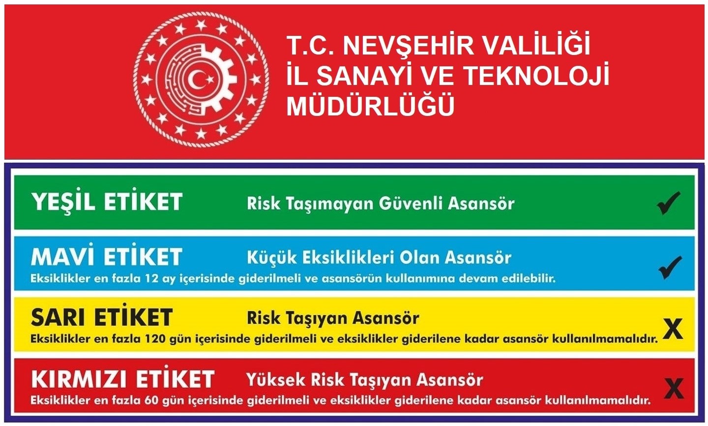 NEVŞEHİR SANAYİ VE TEKNOLOJİ İL MÜDÜRLÜĞÜ  ASANSÖRLERLE İLGİLİ UYARI VE BİLGİLENDİRME