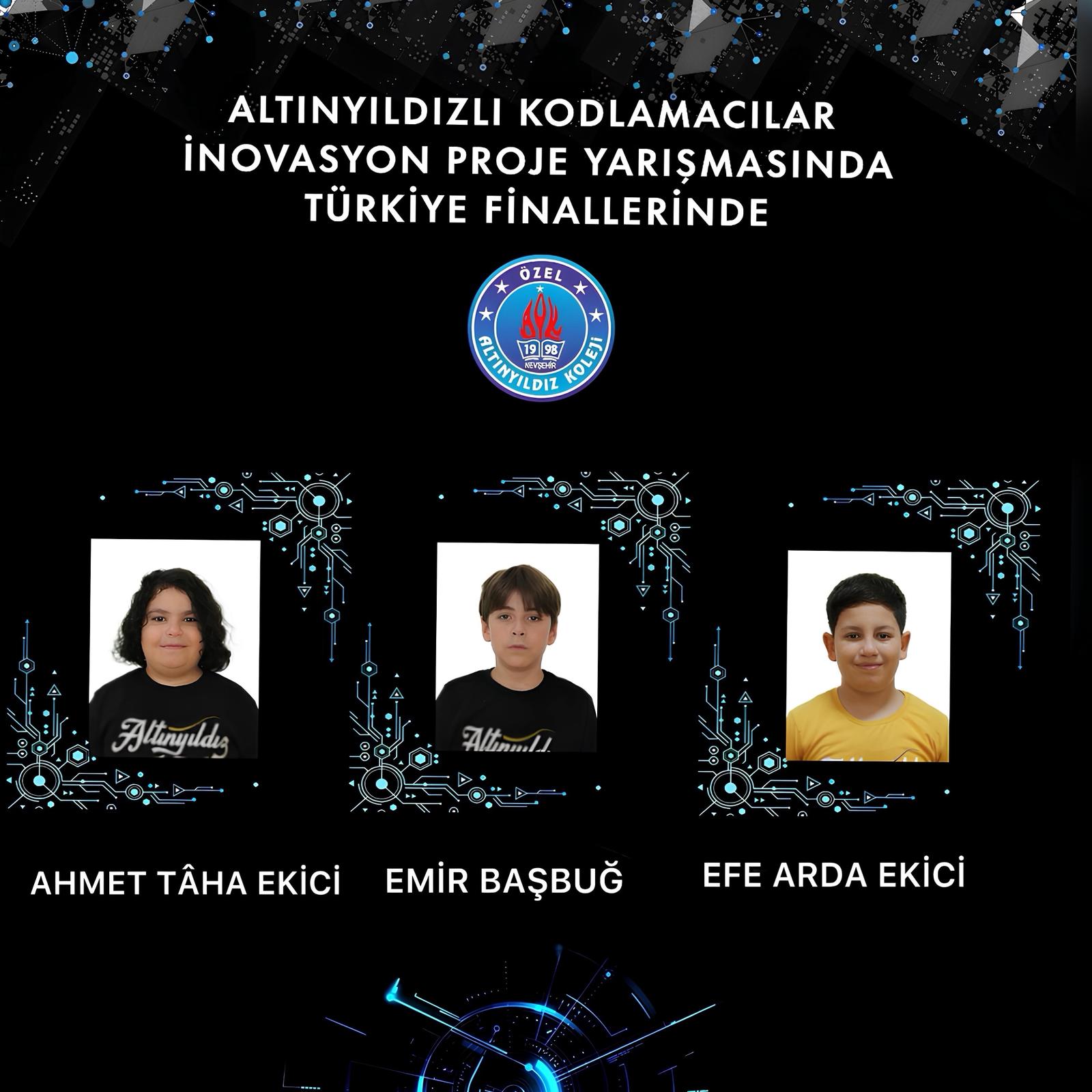 ALTINYILDIZLI KODLAMACILAR   İNOVASYON PROJE YARIŞMASINDA TÜRKİYE FİNALLERİNDE