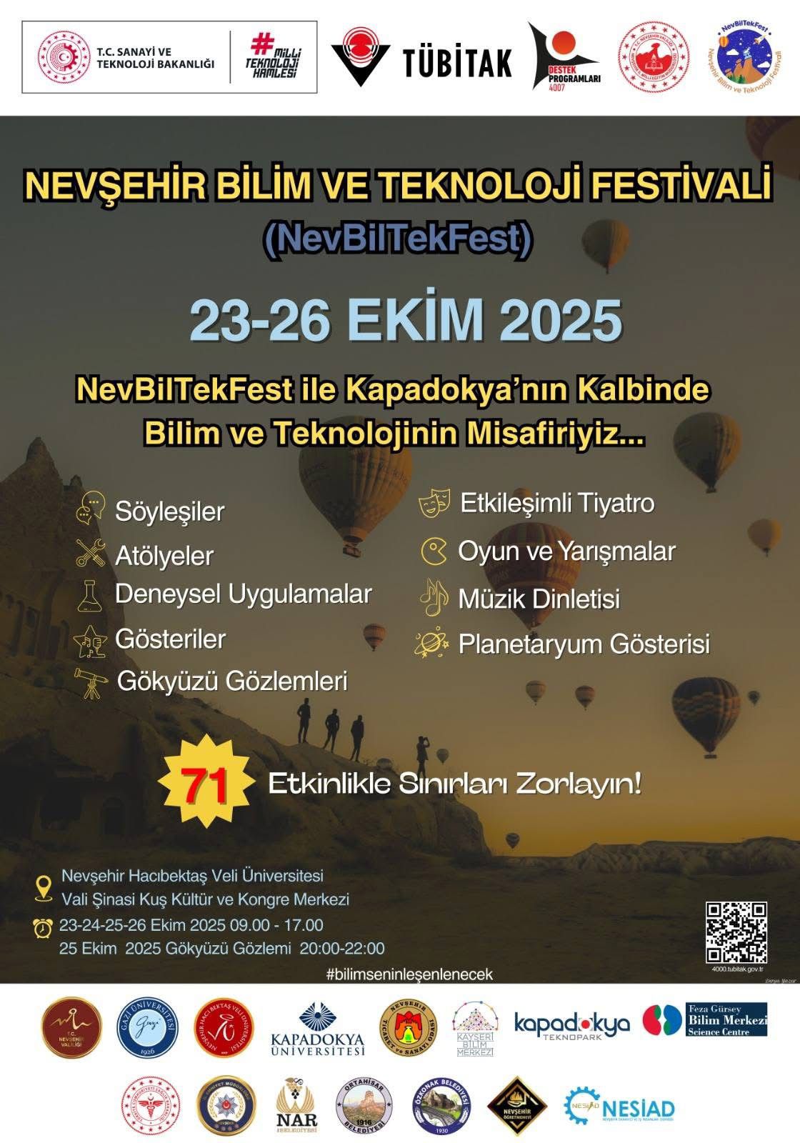 “Kapadokya’nın Kalbinde Bilim ve Teknoloji Festivali NevBilTekFest’e Davetlisiniz