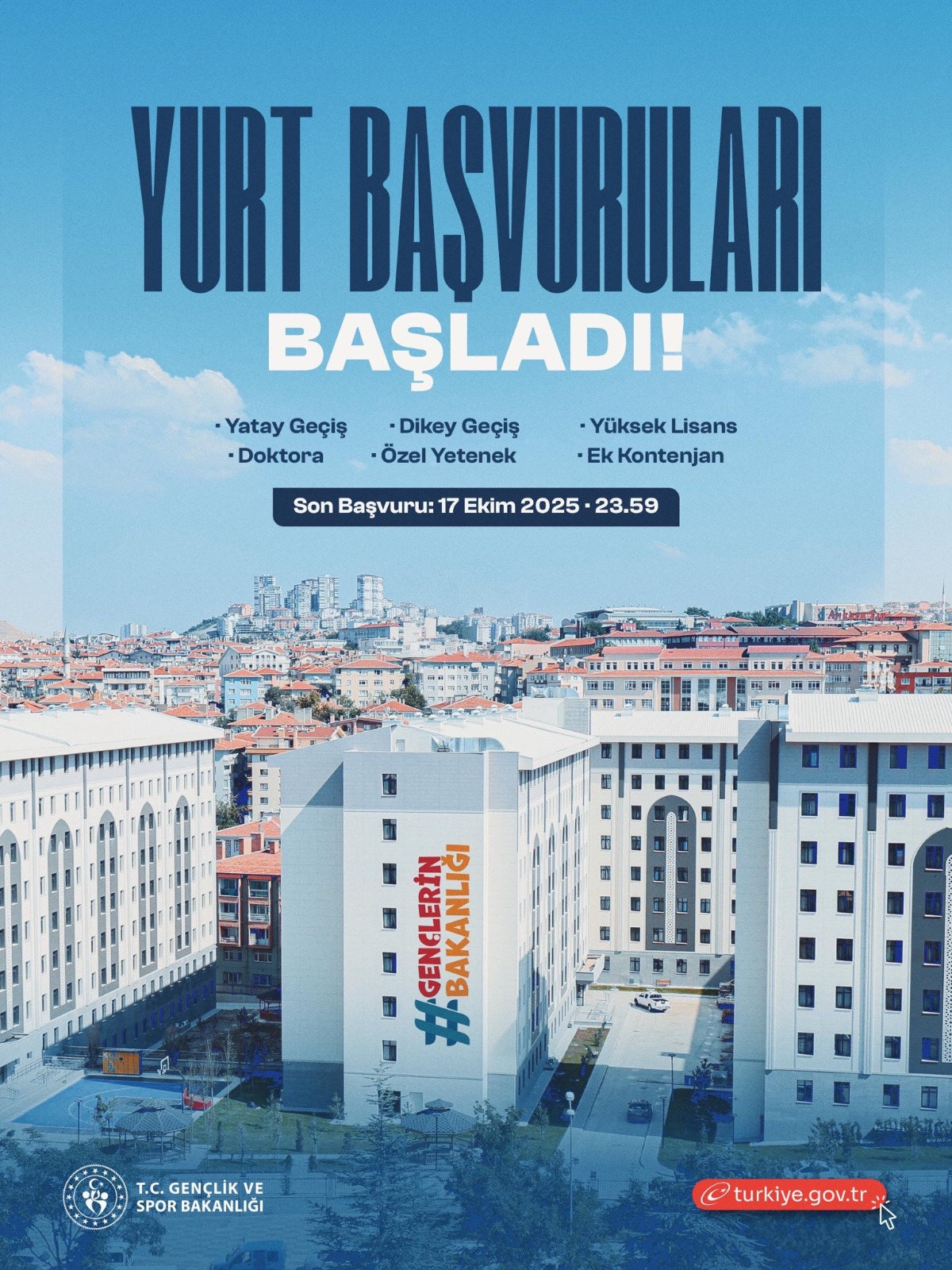 Ek Kontenjan İle Üniversiteye Yerleşen Öğrenciler İçin Yurt Başvuruları 17 Ekim’de Sona Eriyor