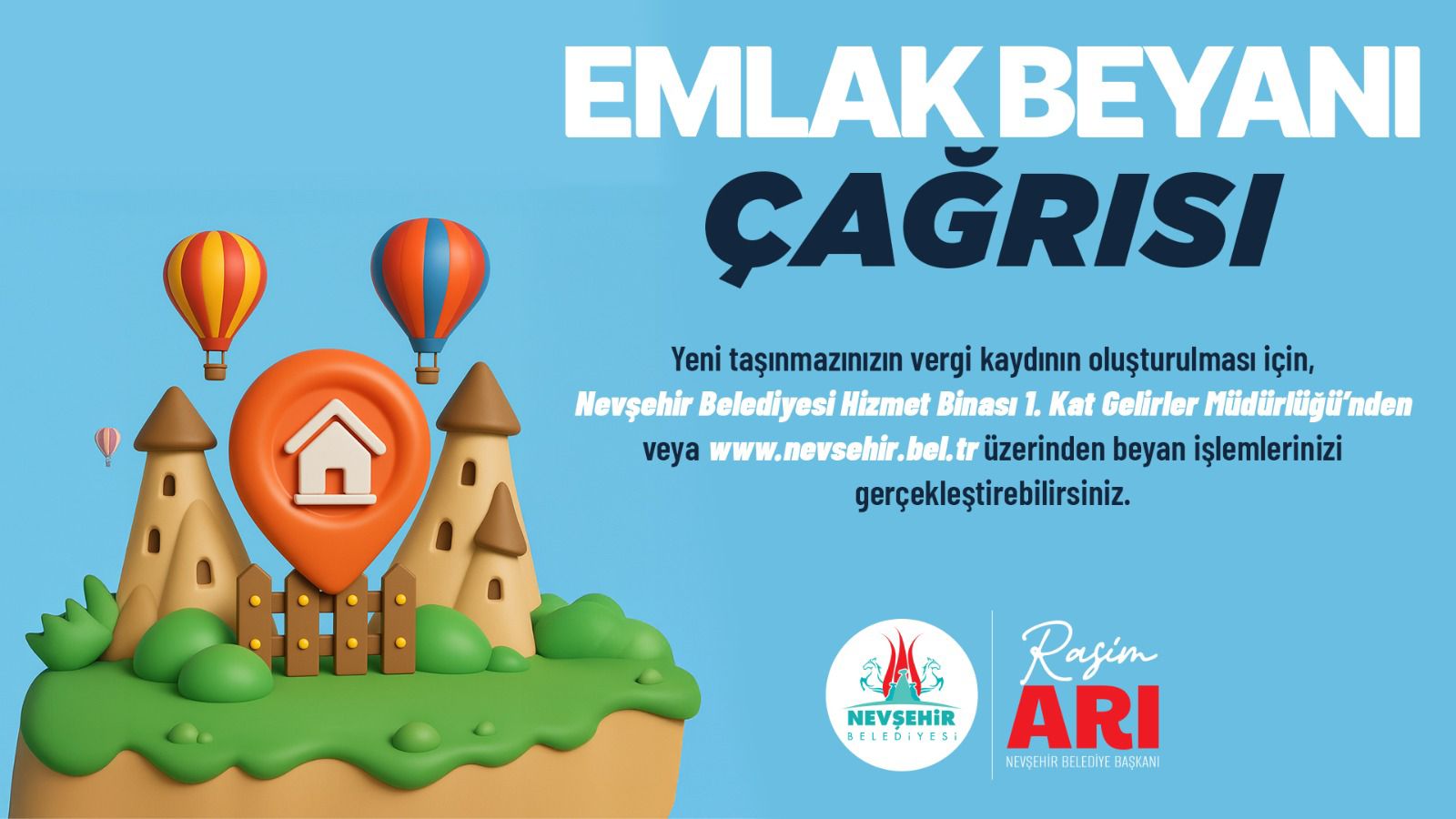 Nevşehir Belediyesi’nden Emlak Beyanı Çağrısı